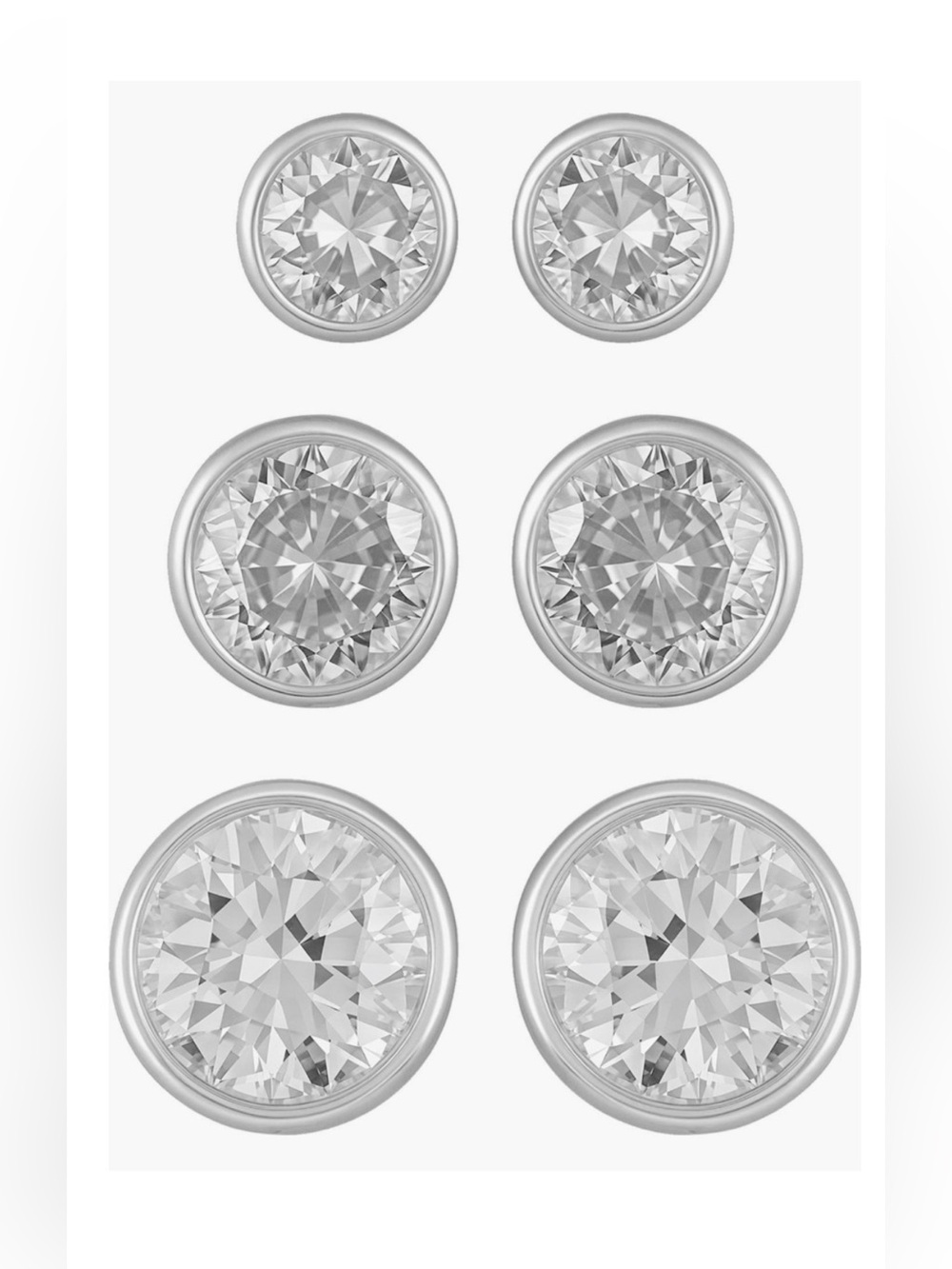 3 pair Vince Camuto Clear Crystal Stud Earring -Set New